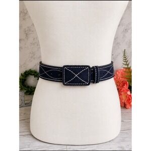 Vintage JC Penneys Blue Suede Belt 1.5" Wide 80s/90s Retro Fashion Waist Belt L